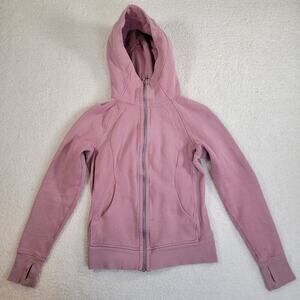 Lululemon Scuba Hoodie Women's 4 Light Cotton Fleece Pink Mauve Zip Thumbholes